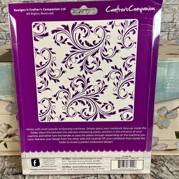Crafters Companion NWT 6" x 6" Embossing Folder Regency Swirls Design 1 Piece - Picture 2 of 5